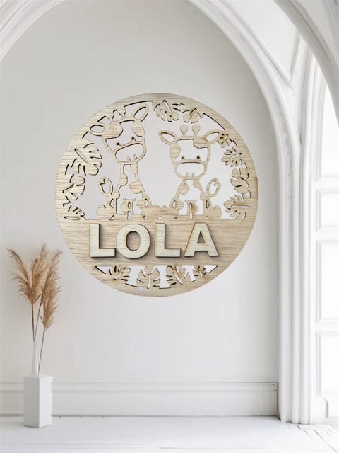 Rond bord met girafjes