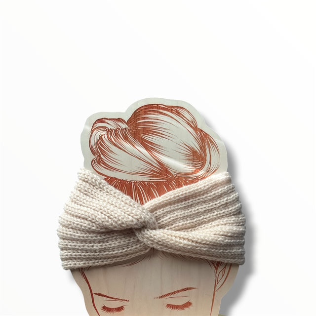 Warme haarband beige