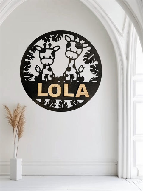 Rond bord met girafjes