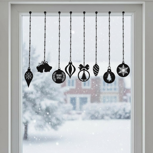 Raamsticker kerstbalhanger